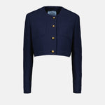 Cropped Structured Jacket with Gold Buttons