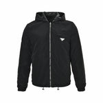 Reversible Hooded Jacket – Black Leather & Nylon Dual-Finish
