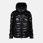 Black Glossy Hooded Puffer Jacket