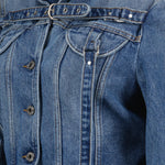 Harness-Detail Cropped Denim Jacket