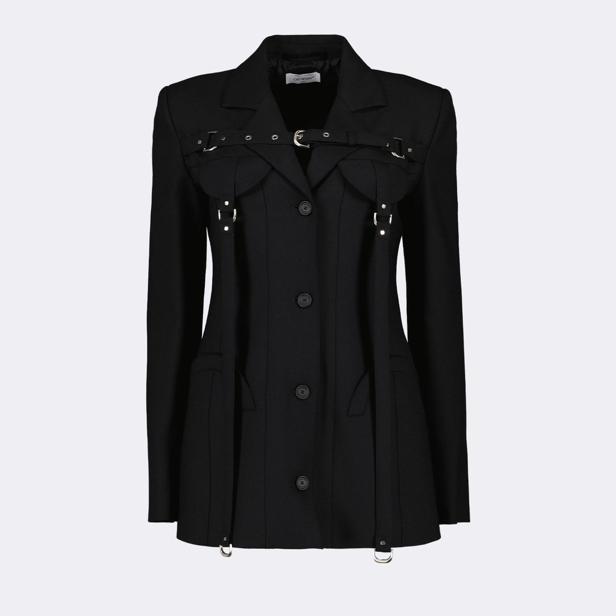 Harness-Detail Tailored Blazer Dress