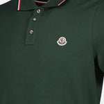 Moncler Forest Green Polo Shirt with Signature Tricolor Detail