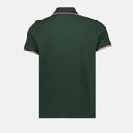 Moncler Forest Green Polo Shirt with Signature Tricolor Detail