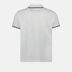 Moncler White Polo Shirt with Contrast Navy Trim