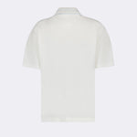 White Polo Shirt with Subtle Stripe Collar