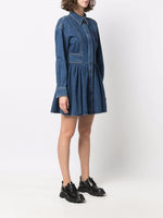 Structured Denim Fit-and-Flare Dress