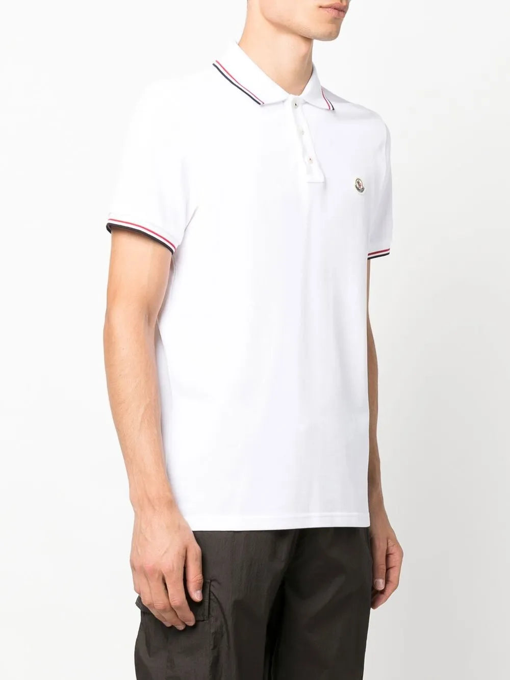 White Polo Shirt with Tricolour Trim