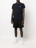 Moncler Navy Polo Shirt with Signature Tricolor Trim