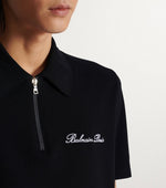 Zip-Neck Embroidered Polo Shirt
