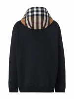 Check-Pattern Hooded Zip-Up Sweatshirt