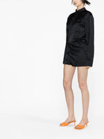 Draped Satin Shirt Dress