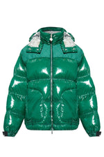 Green Monogrammed Quilted Down Jacket