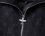 Black Faux Deerskin Monogram Zip Jacket