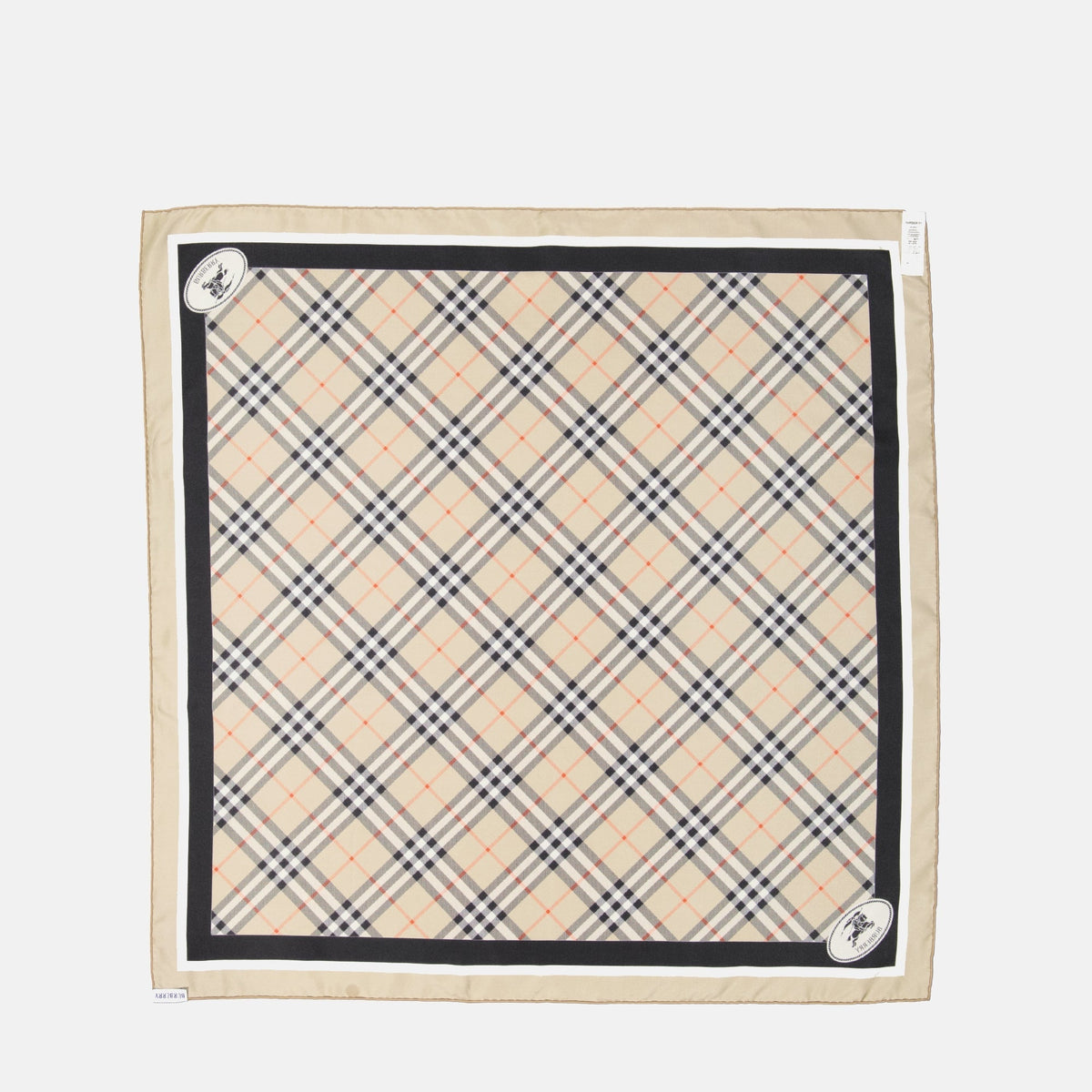 Check Silk Scarf with Contrast Border