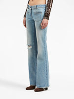 Distressed Flared Denim Jeans