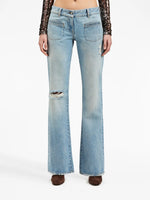 Distressed Flared Denim Jeans