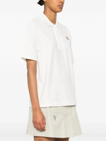 White Polo Shirt with Subtle Stripe Collar