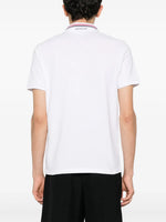 Moncler White Polo Shirt with Signature Tricolor Collar