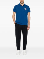 Moncler Blue Polo Shirt with Statement Logo