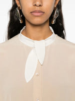 Cream Silk Bow Collar Blouse