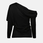 Draped Collar Wool Sweater