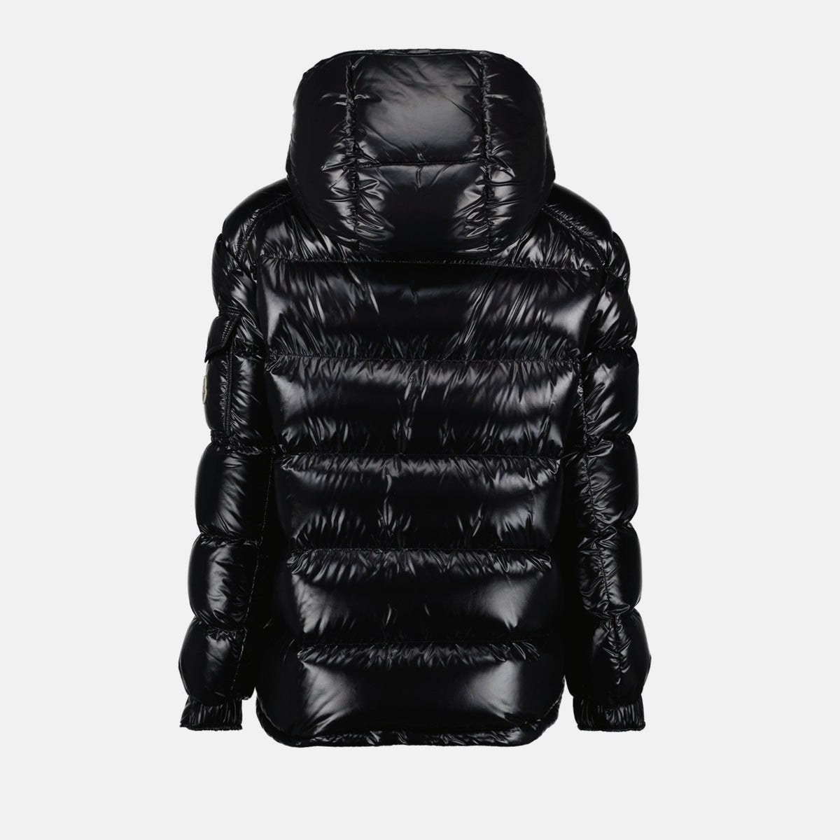 Black Glossy Hooded Puffer Jacket
