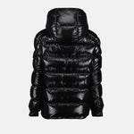 Black Glossy Hooded Puffer Jacket