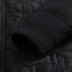 Black Quilted Wool Hooded Zip Jacket