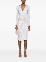 Baroque Print Wrap Midi Dress