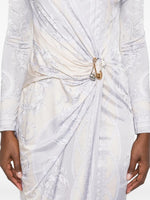 Baroque Print Wrap Midi Dress