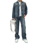 Grey Monogram Panel Denim Jeans