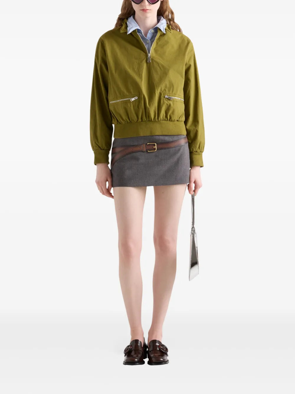 Cropped Zip-Detail Utility Jacket