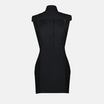Ruffle-Bib Sleeveless Mini Dress