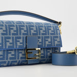 Baguette Shoulder Bag – Blue Jacquard