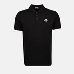 Black Polo Shirt with Classic Logo Patch