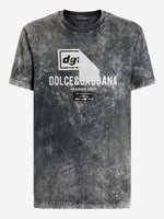 Marble-Effect Cotton T-Shirt with Print