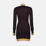 Layered Trim Turtleneck Knit Dress
