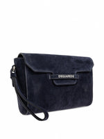 Suede Logo Clutch / Crossbody Bag (Navy)