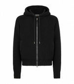 Ribbed Wool Zip Hoodie