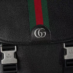 Black Leather Flap Backpack