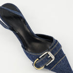 Denim Buckle Slingback Kitten Heels