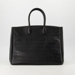 Croc-Embossed Leather Tote Bag