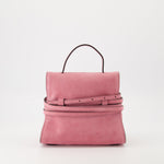 Tie Me Leather shoulder bag (Pink suede)