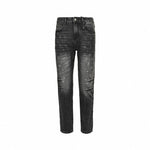 Black Washed Denim Jeans with Monogram & Cowboy Embroidery
