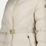 Cream Belted Hooded Puffer Jacket