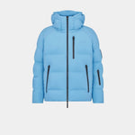 Hooded Down Jacket in Sky Blue Technical Taffeta