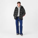 GG Nylon Jacquard Web Down Jacket in Black