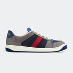 Screener Sneakers in Blue GG Canvas & Grey Suede