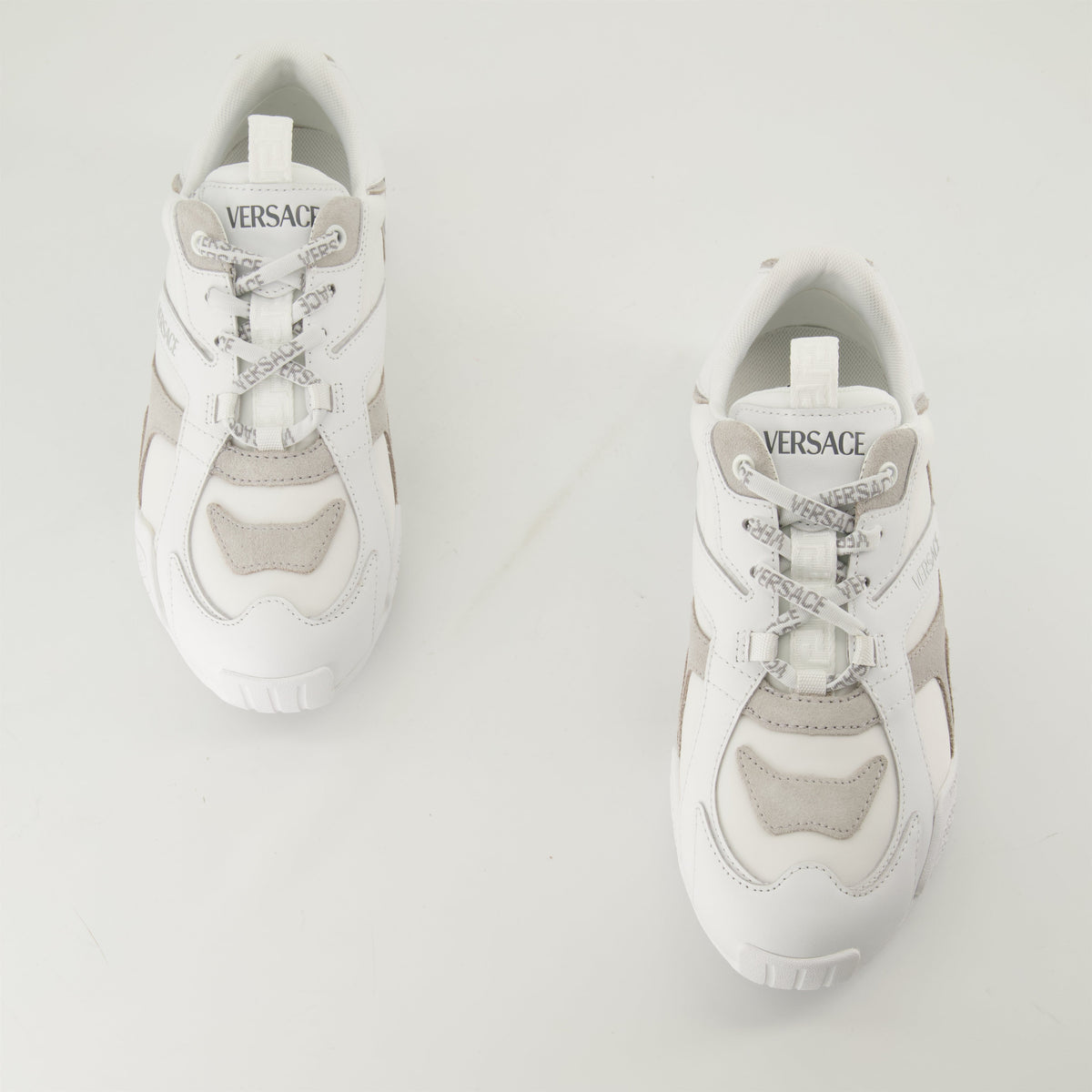 White and Beige Panel Sneakers