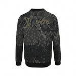 LV Pixelated Knit Crewneck Sweater – Black & Grey
